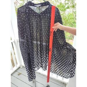 Only Necessities Women's 5X Size 38/ 40 SHEER Blouse Tunic Top Polka Dot Flutter